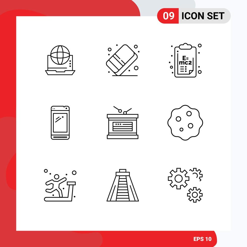 9 Universal Outlines Set for Web and Mobile Applications huawei smart phone color phone science Editable Vector Design Elements