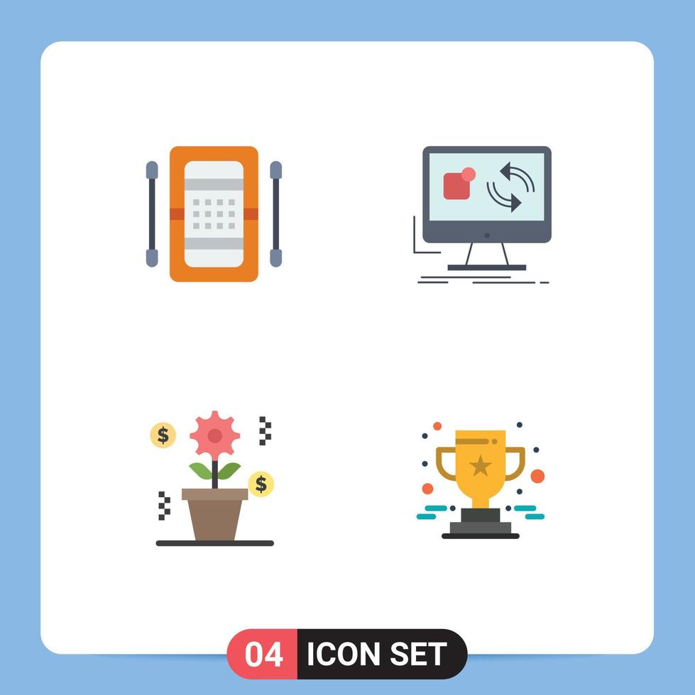 4 Universal Flat Icon Signs Symbols of activities sync game app dollar Editable Vector Design Elements