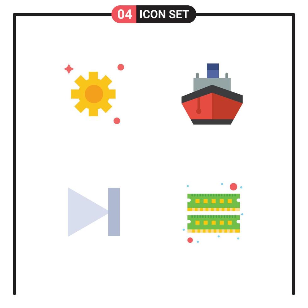 4 Flat Icon concept for Websites Mobile and Apps gear forward filled transportation next Editable Vector Design Elements