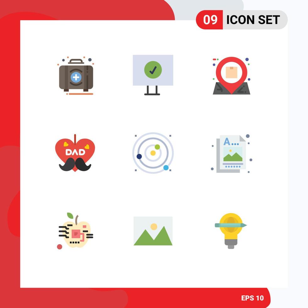 Set of 9 Modern UI Icons Symbols Signs for orbit fathers day location father interaction Editable Vector Design Elements