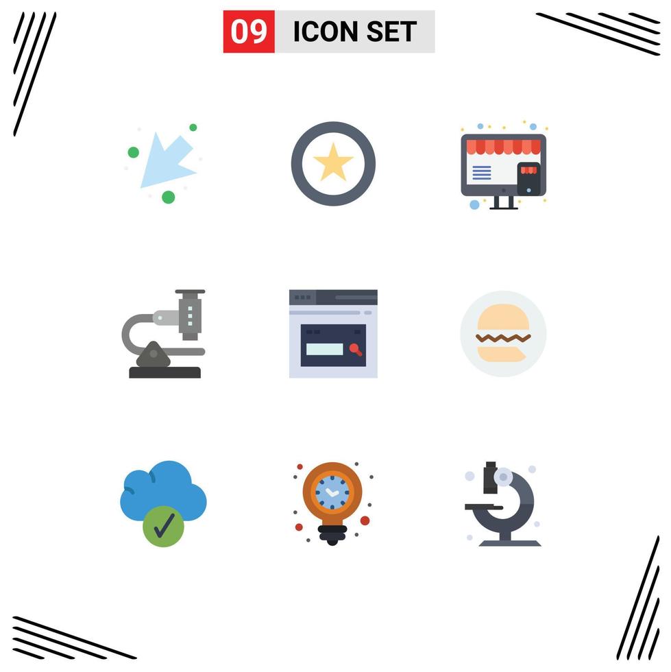 9 Universal Flat Colors Set for Web and Mobile Applications web internet shop research microbiology Editable Vector Design Elements