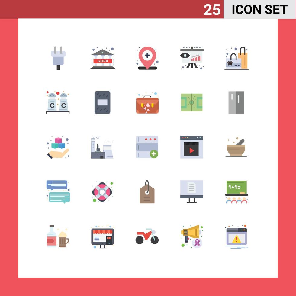 Pictogram Set of 25 Simple Flat Colors of plain strategy hospital insight business Editable Vector Design Elements