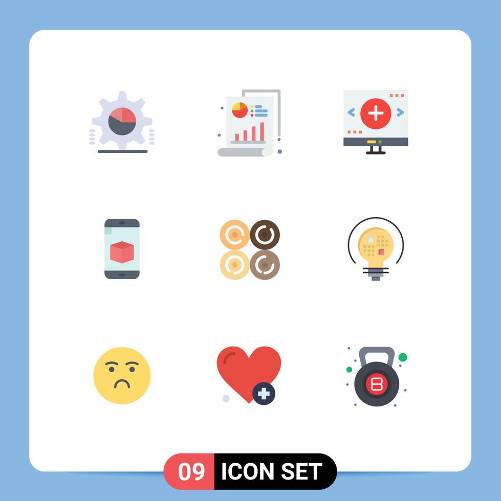 9 Creative Icons Modern Signs and Symbols of technology cell graph mobile magnifier Editable Vector Design Elements