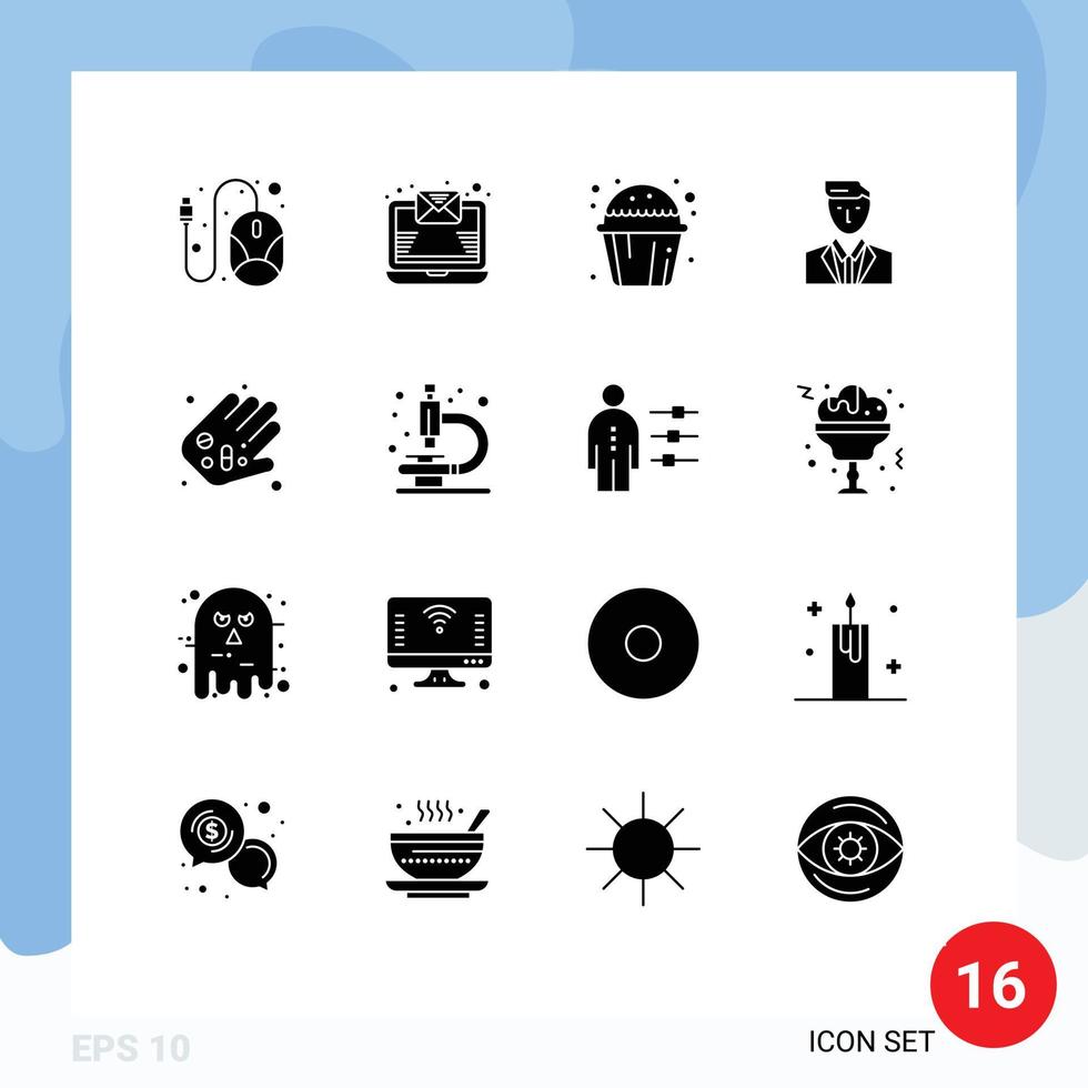 Set of 16 Modern UI Icons Symbols Signs for medicine mr cup leader ceo Editable Vector Design Elements