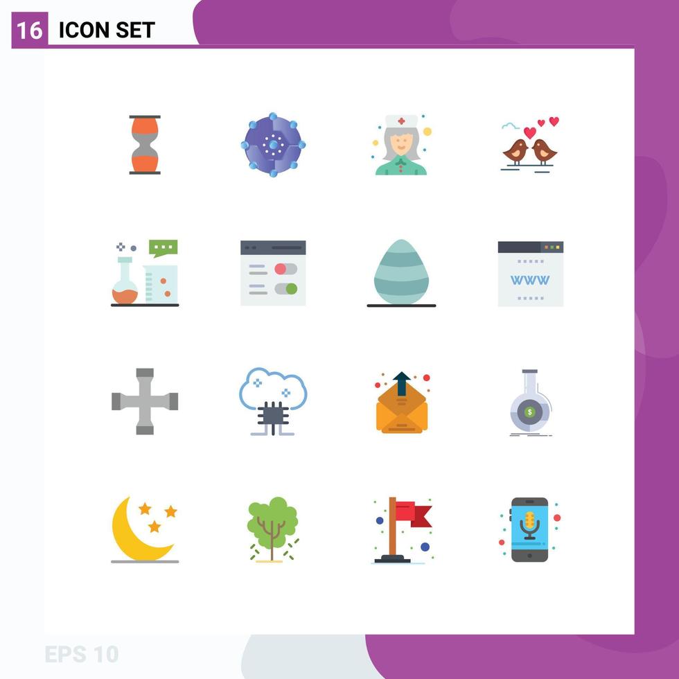 Modern Set of 16 Flat Colors and symbols such as wedding bride connectivity nurse hospital Editable Pack of Creative Vector Design Elements