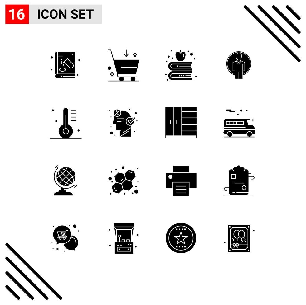 Universal Icon Symbols Group of 16 Modern Solid Glyphs of cooking image e login user Editable Vector Design Elements