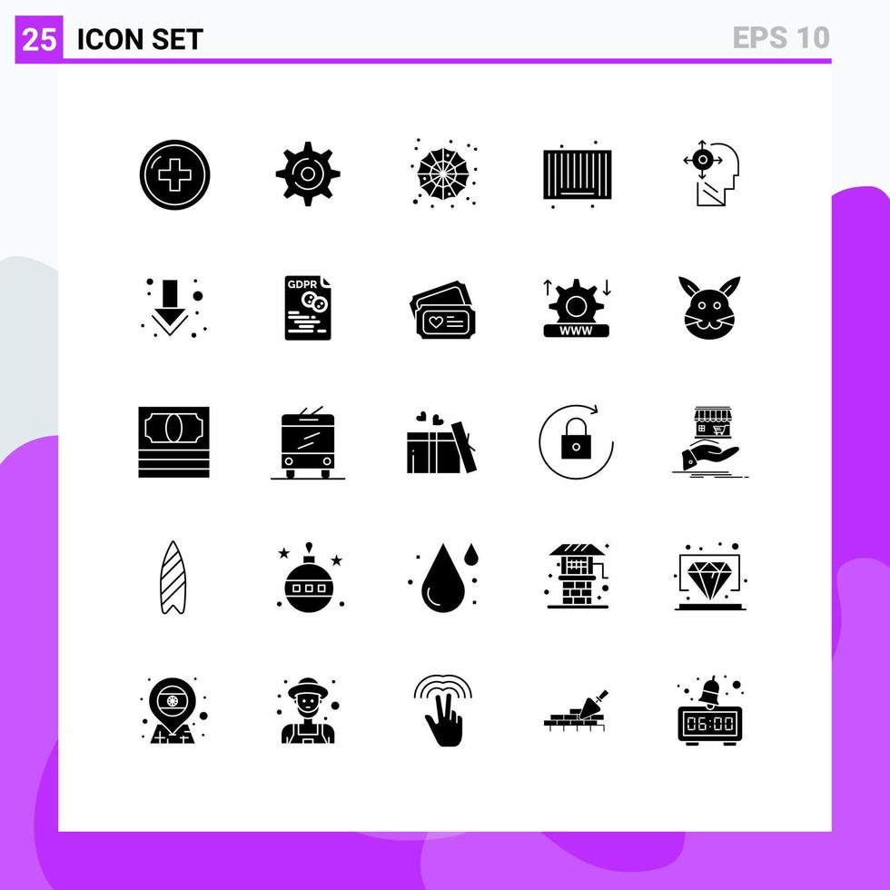 Modern Set of 25 Solid Glyphs Pictograph of transform shopping halloween search barcode Editable Vector Design Elements