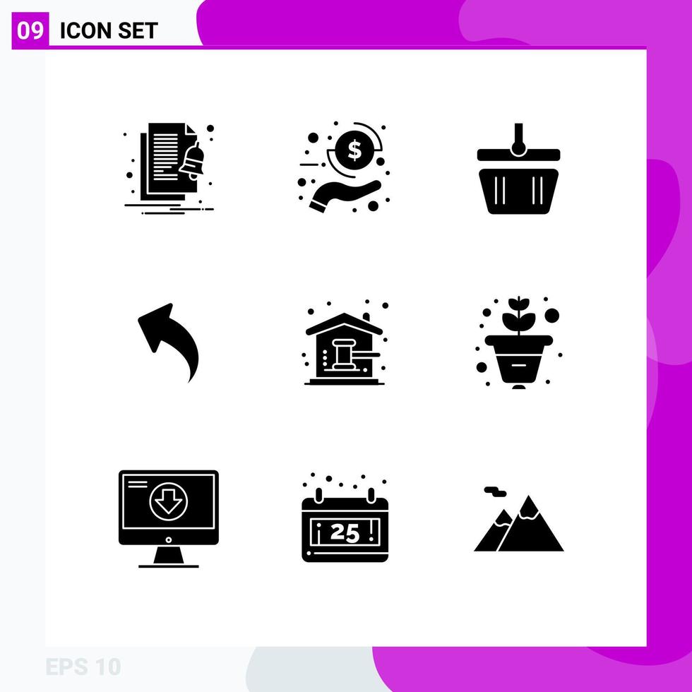 9 Creative Icons Modern Signs and Symbols of auction hammer arrows basket up arrow Editable Vector Design Elements