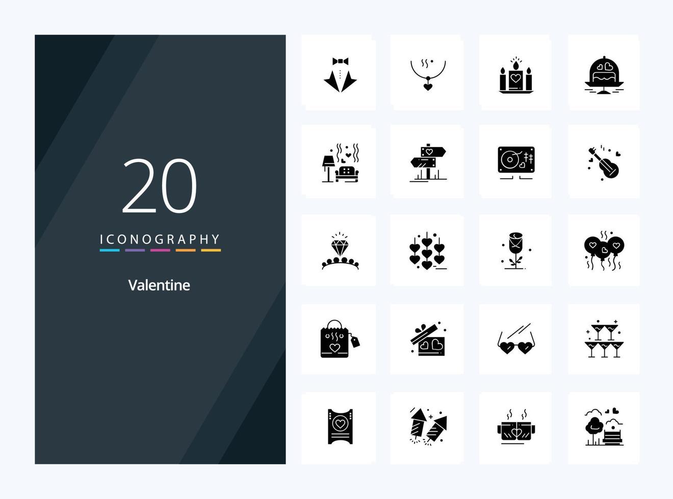20 Valentine Solid Glyph icon for presentation vector