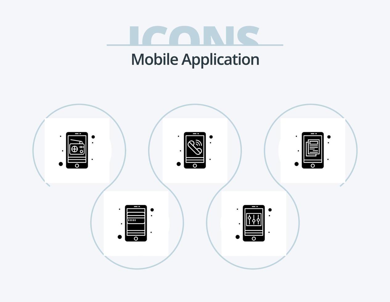 Mobile Application Glyph Icon Pack 5 Icon Design. infomation. phone. communication. mobile. app vector