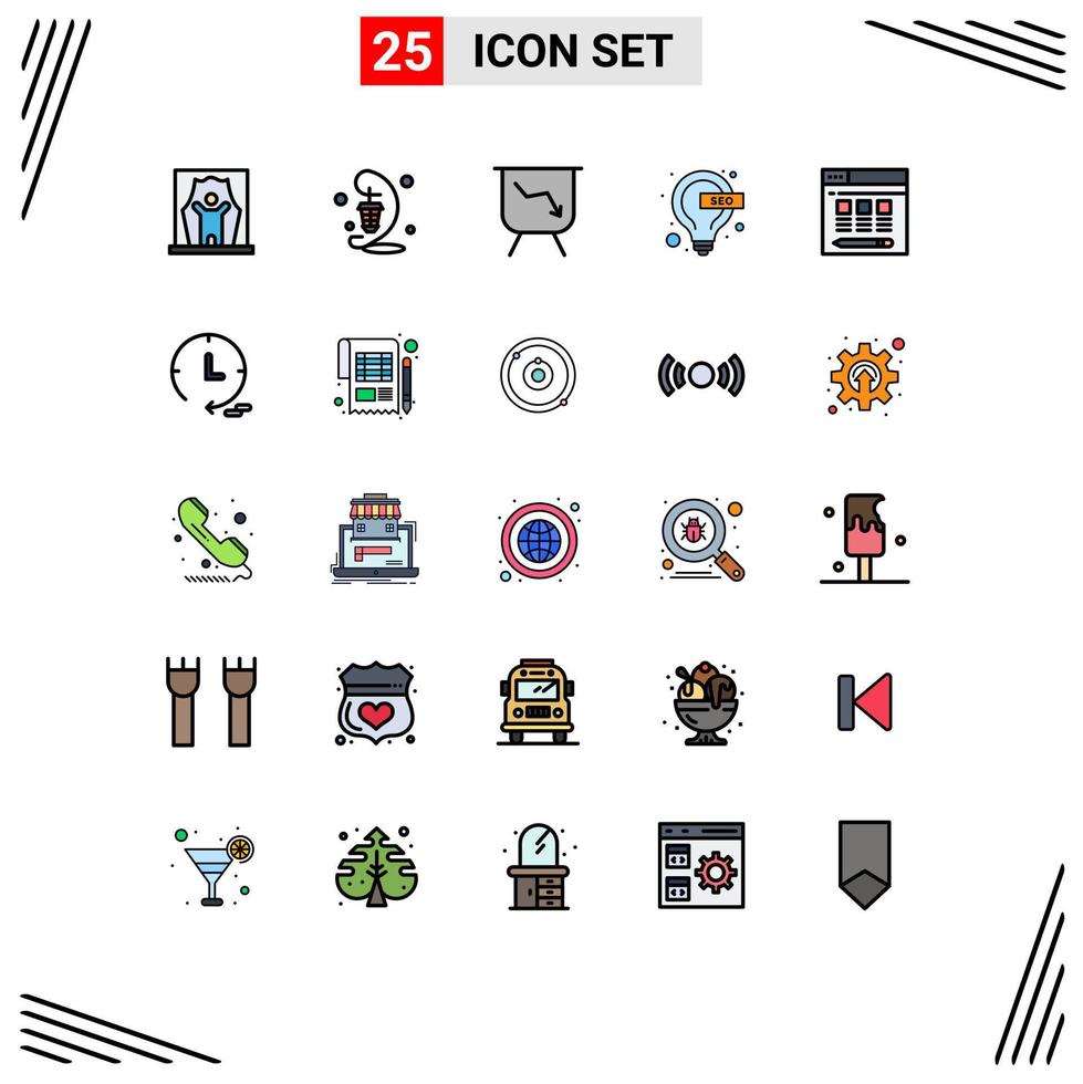 conjunto de 25 iconos de interfaz de usuario modernos signos de símbolos para elementos de diseño vectorial editables de rendimiento de idea de lámpara web vector