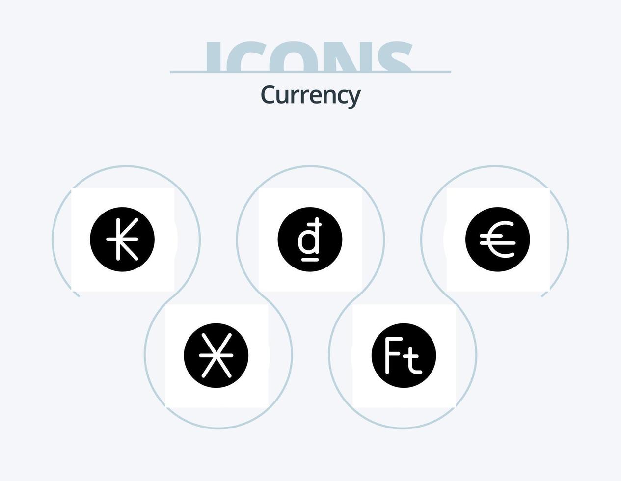 Currency Glyph Icon Pack 5 Icon Design. currency . hungarian . laos. kip vector