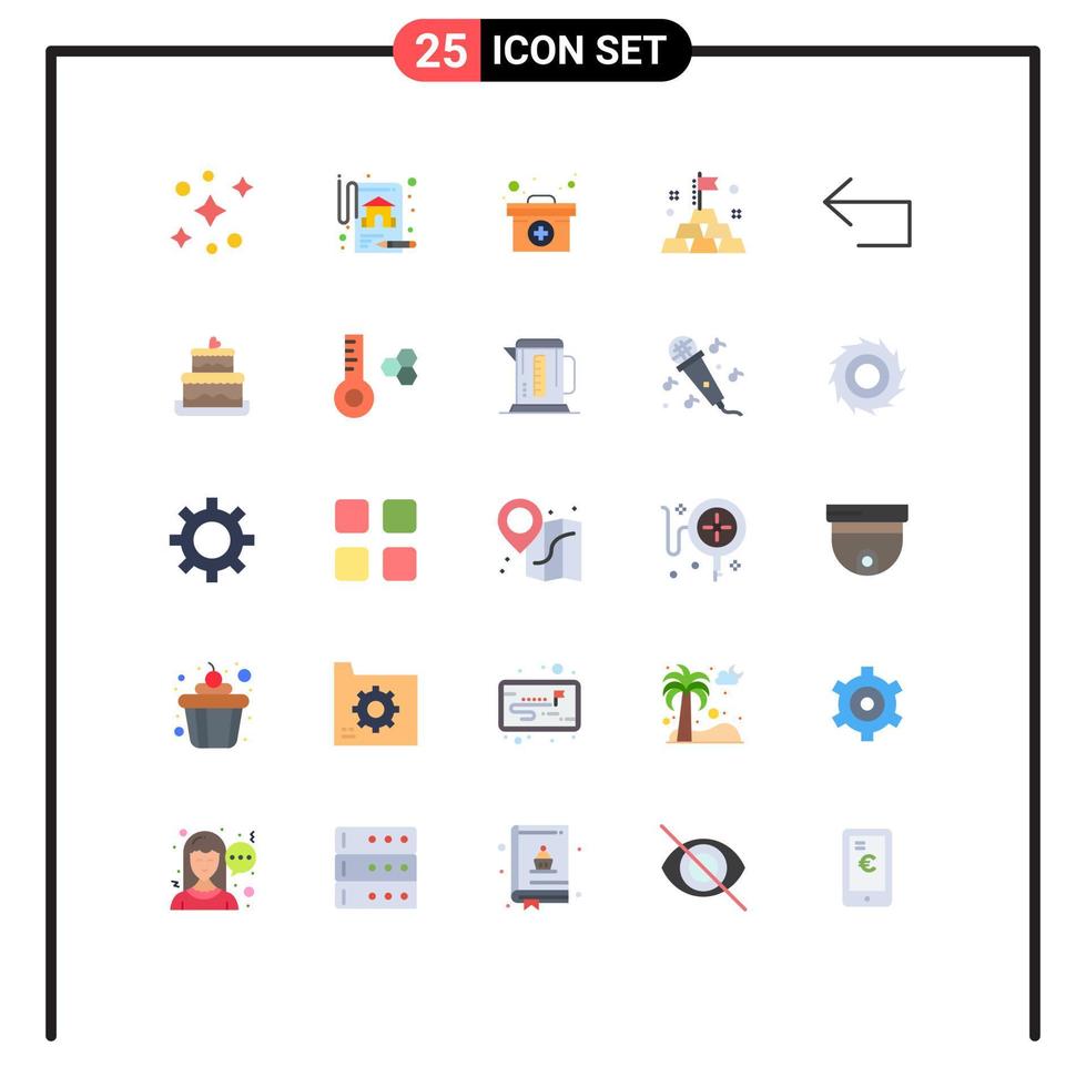 User Interface Pack of 25 Basic Flat Colors of cake left medical case back rich Editable Vector Design Elements