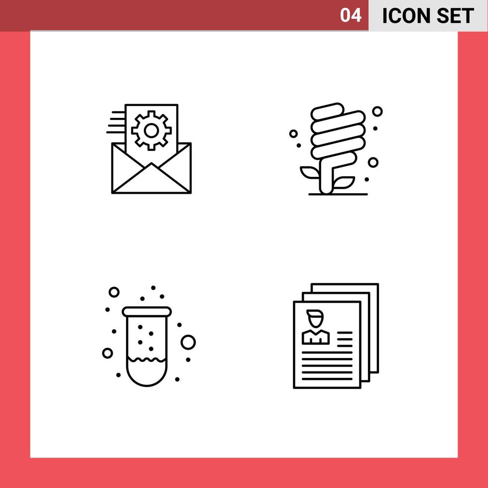 4 User Interface Line Pack of modern Signs and Symbols of data experiment integration environment test tube Editable Vector Design Elements