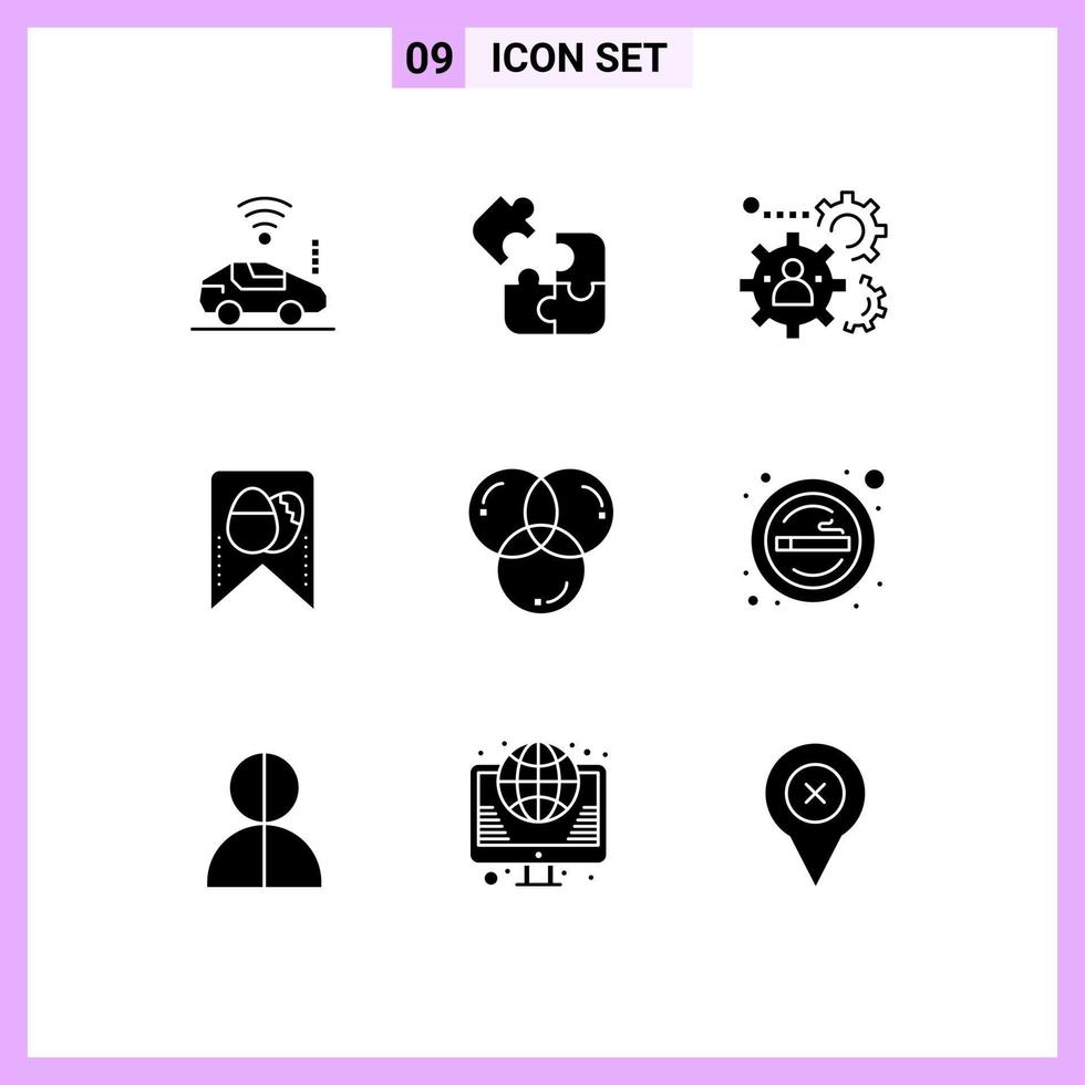 Universal Icon Symbols Group of 9 Modern Solid Glyphs of color egg human easter teamwork Editable Vector Design Elements