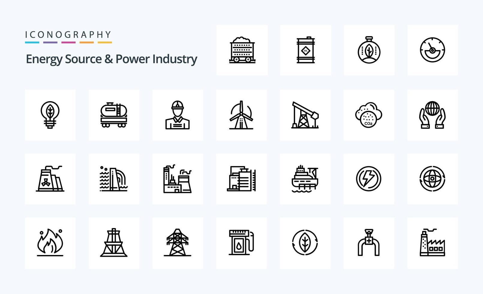 25 Energy Source And Power Industry Line icon pack vector