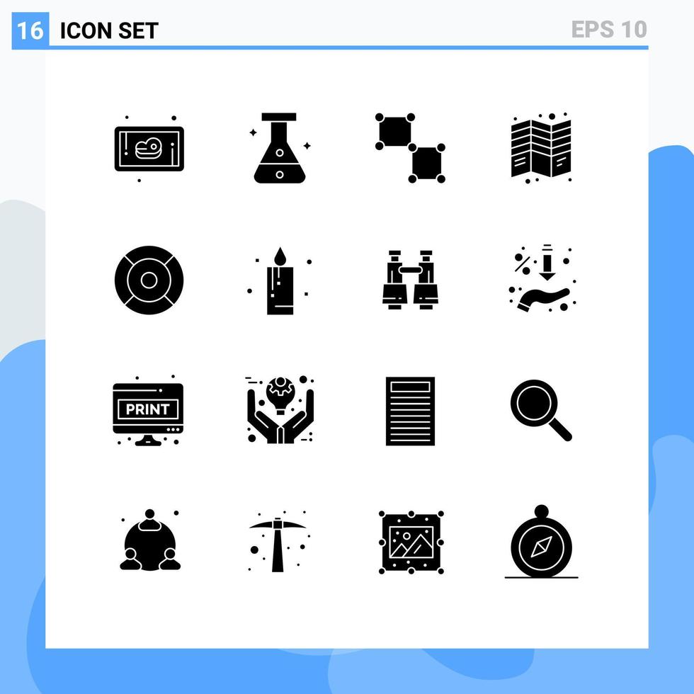 16 Universal Solid Glyphs Set for Web and Mobile Applications help basic science tri fold Editable Vector Design Elements