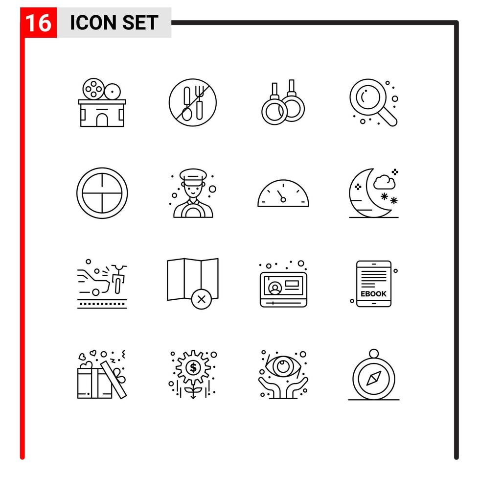 16 User Interface Outline Pack of modern Signs and Symbols of badge searching forbidden search healthcare Editable Vector Design Elements