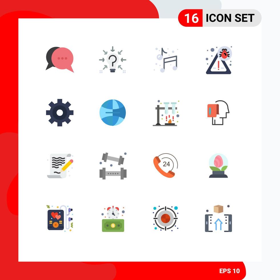 16 Universal Flat Color Signs Symbols of global virus suggestion security paint Editable Pack of Creative Vector Design Elements