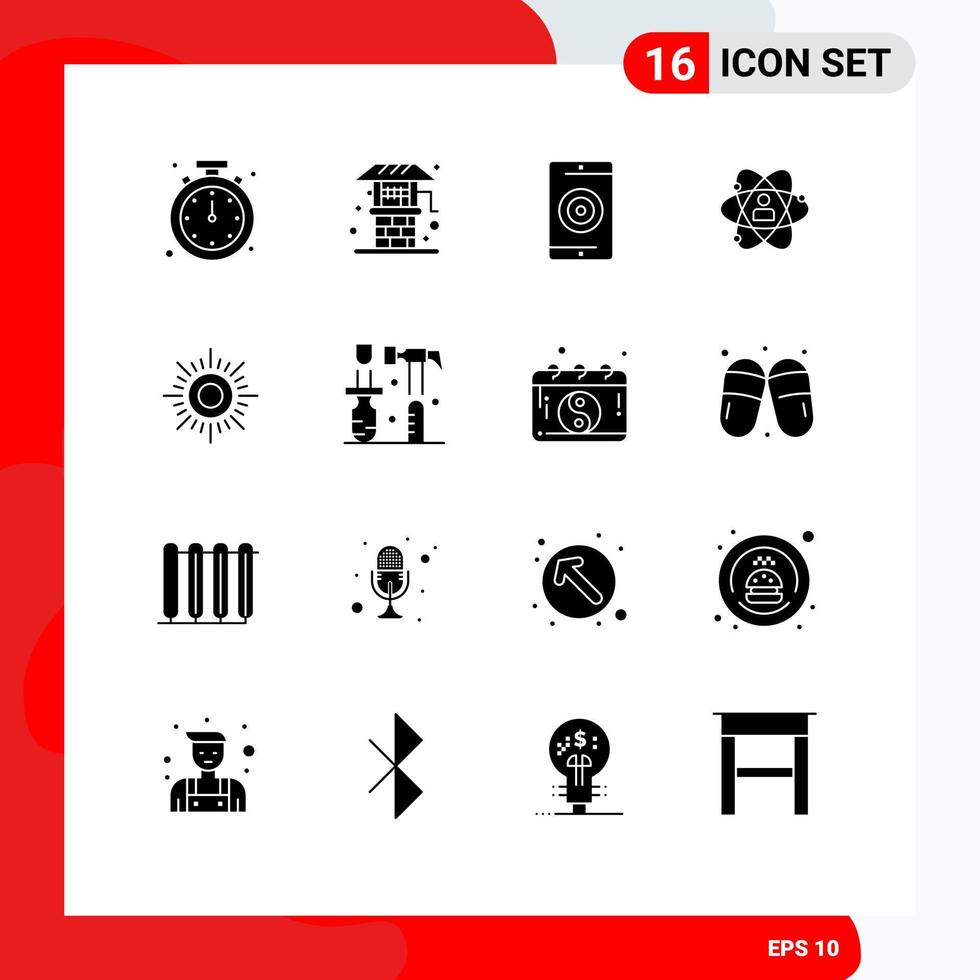 16 Thematic Vector Solid Glyphs and Editable Symbols of person growth well development optimization Editable Vector Design Elements