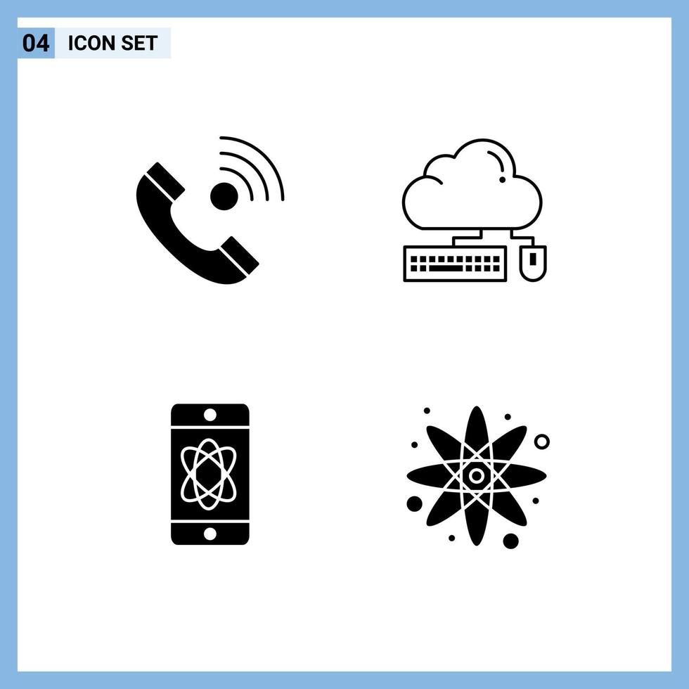 Group of Solid Glyphs Signs and Symbols for call data incoming keyboard science Editable Vector Design Elements