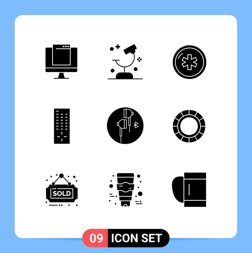 paquete de iconos de vector de stock de 9 signos y símbolos de línea para control de tv investigación medicina cuidado de la salud elementos de diseño de vector editables