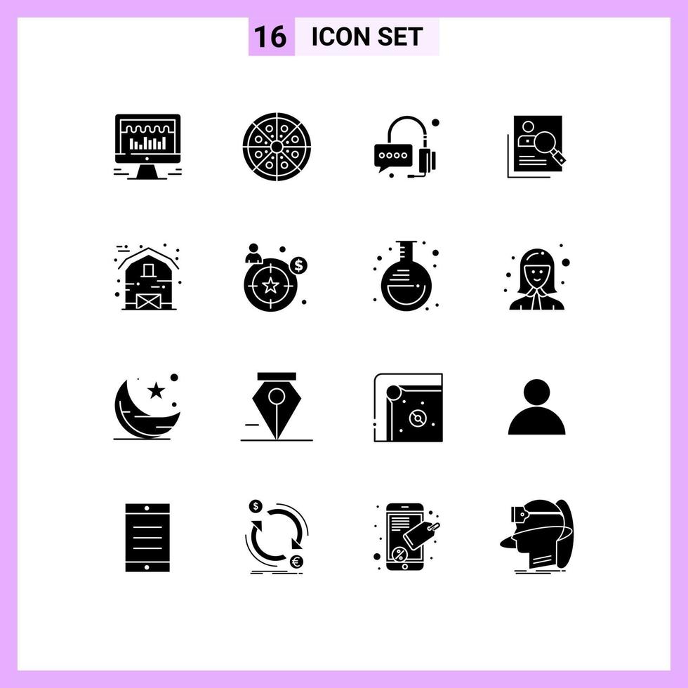 Stock Vector Icon Pack of 16 Line Signs and Symbols for resources hunting slices human employee Editable Vector Design Elements