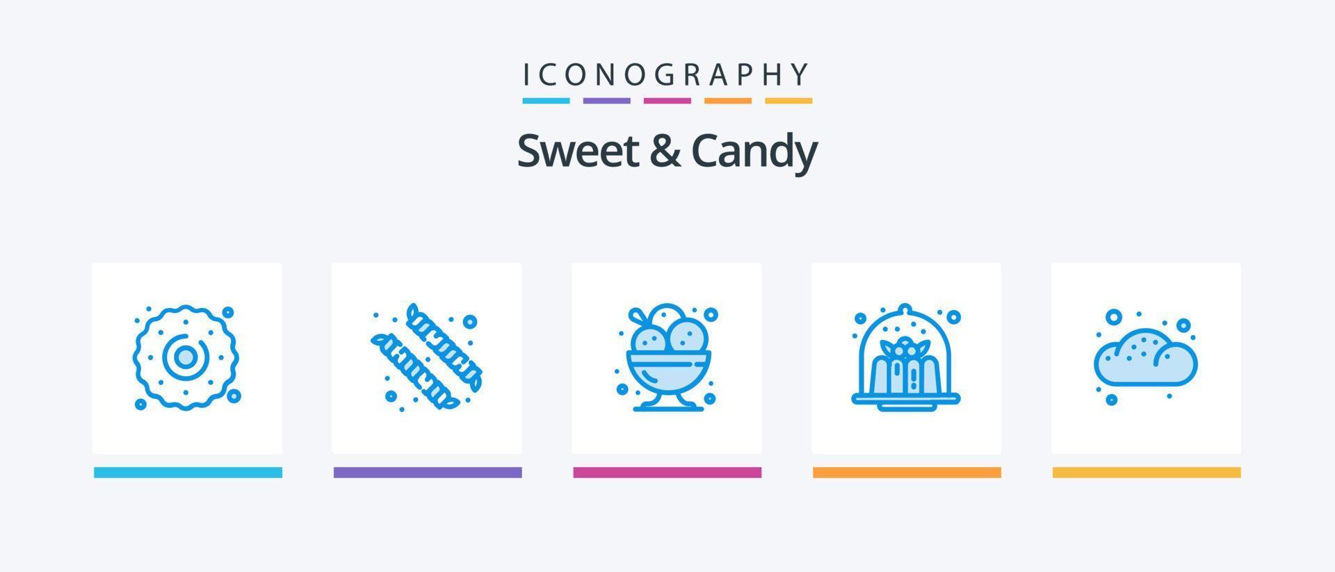 paquete de 5 íconos dulces y dulces azules que incluye panadería. postre. postre. pastel. duende. diseño de iconos creativos vector