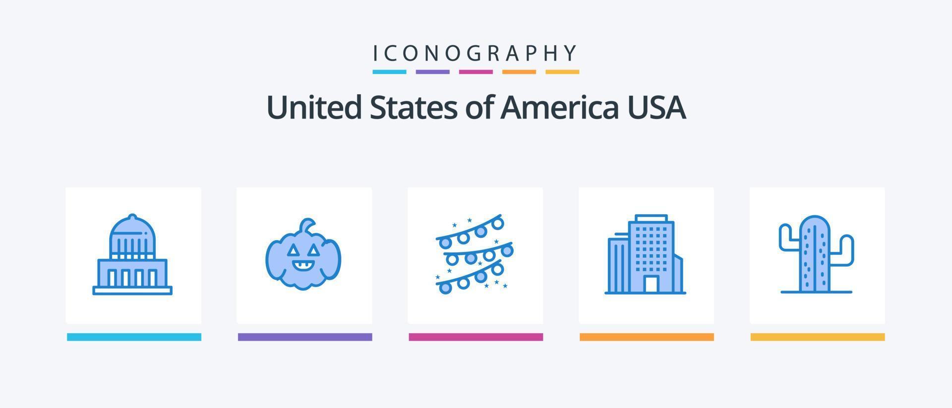 paquete de iconos de 5 azul de EE. UU. que incluye . abundante decoración de fiesta EE.UU. americano. diseño de iconos creativos vector