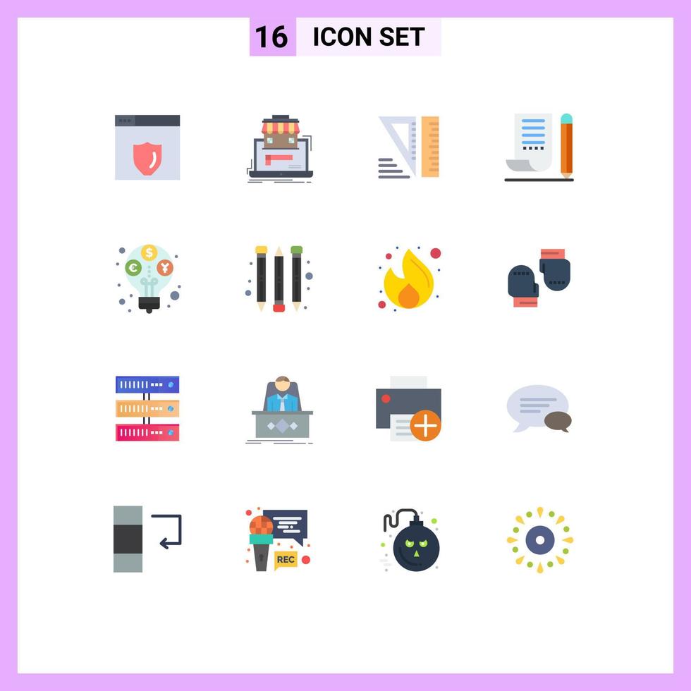 Modern Set of 16 Flat Colors and symbols such as profit scratch pad education notepad note pad Editable Pack of Creative Vector Design Elements
