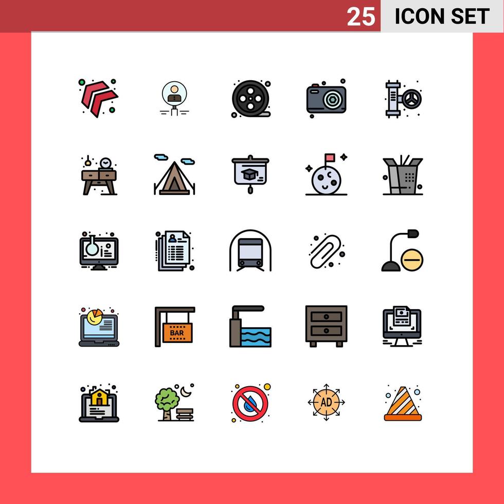 Stock Vector Icon Pack of 25 Line Signs and Symbols for camera father people dad movie reel Editable Vector Design Elements