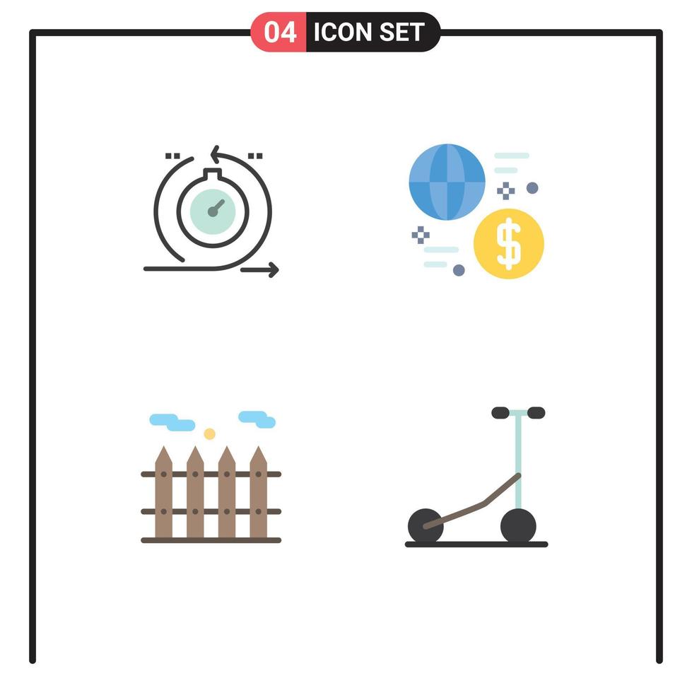 Modern Set of 4 Flat Icons and symbols such as agile transaction fast exchange real estate Editable Vector Design Elements