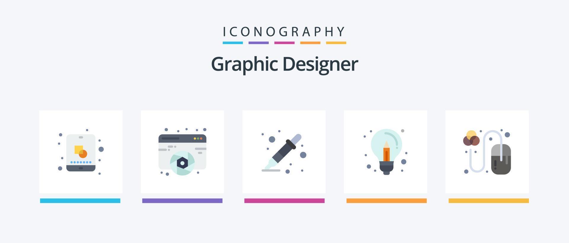 Graphic Designer Flat 5 Icon Pack Including idea. creative. web. business. liquidator. Creative Icons Design vector
