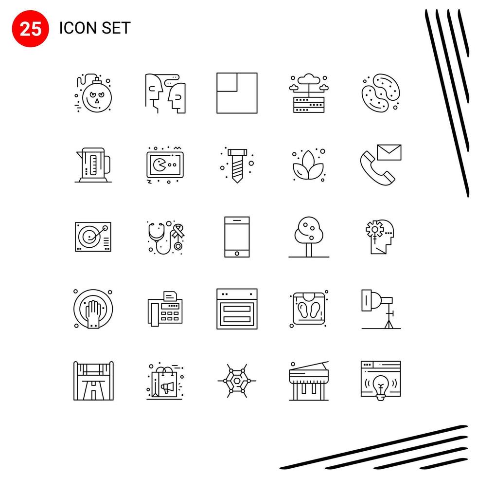 conjunto moderno de 25 líneas y símbolos, como dulces, postres, diseño de red de dulces, elementos de diseño vectorial editables vector