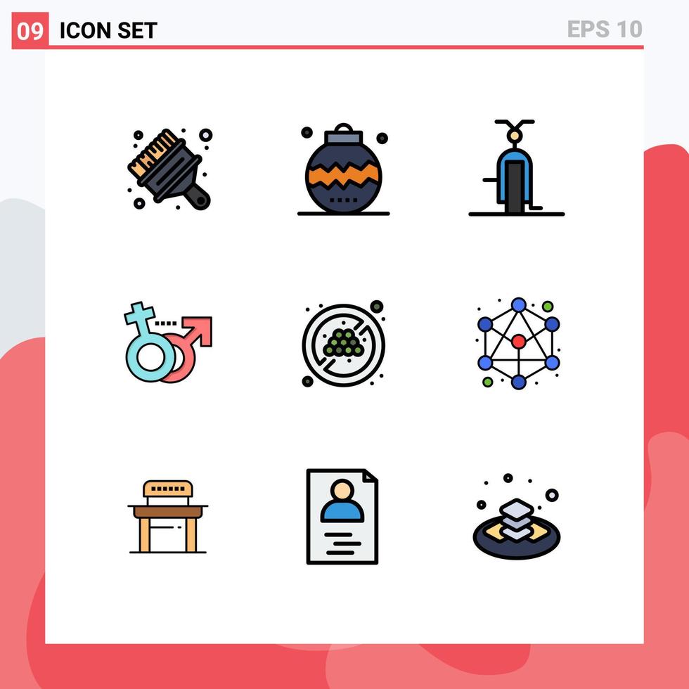 Stock Vector Icon Pack of 9 Line Signs and Symbols for symbol male ornaments gender transportation Editable Vector Design Elements