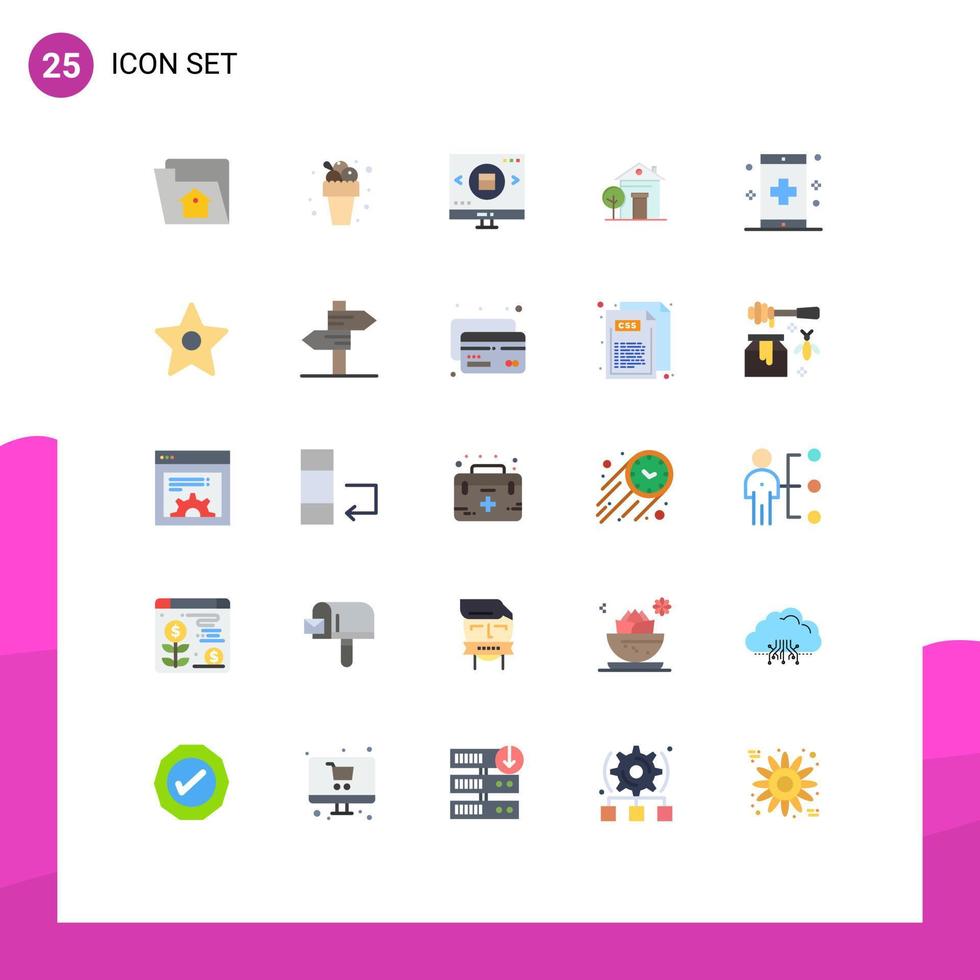 Set of 25 Modern UI Icons Symbols Signs for app house glass home valentine Editable Vector Design Elements