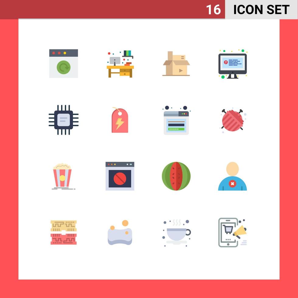 Modern Set of 16 Flat Colors Pictograph of devices chip digital chat online Editable Pack of Creative Vector Design Elements