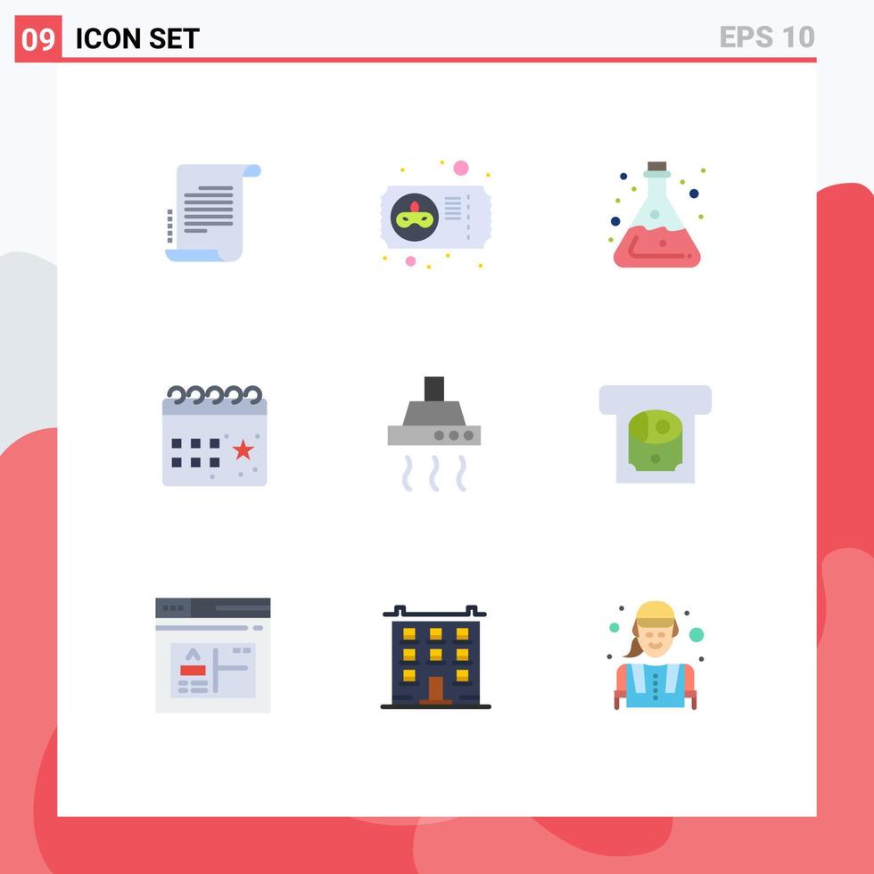 9 Creative Icons Modern Signs and Symbols of party celebration chemistry date lab Editable Vector Design Elements