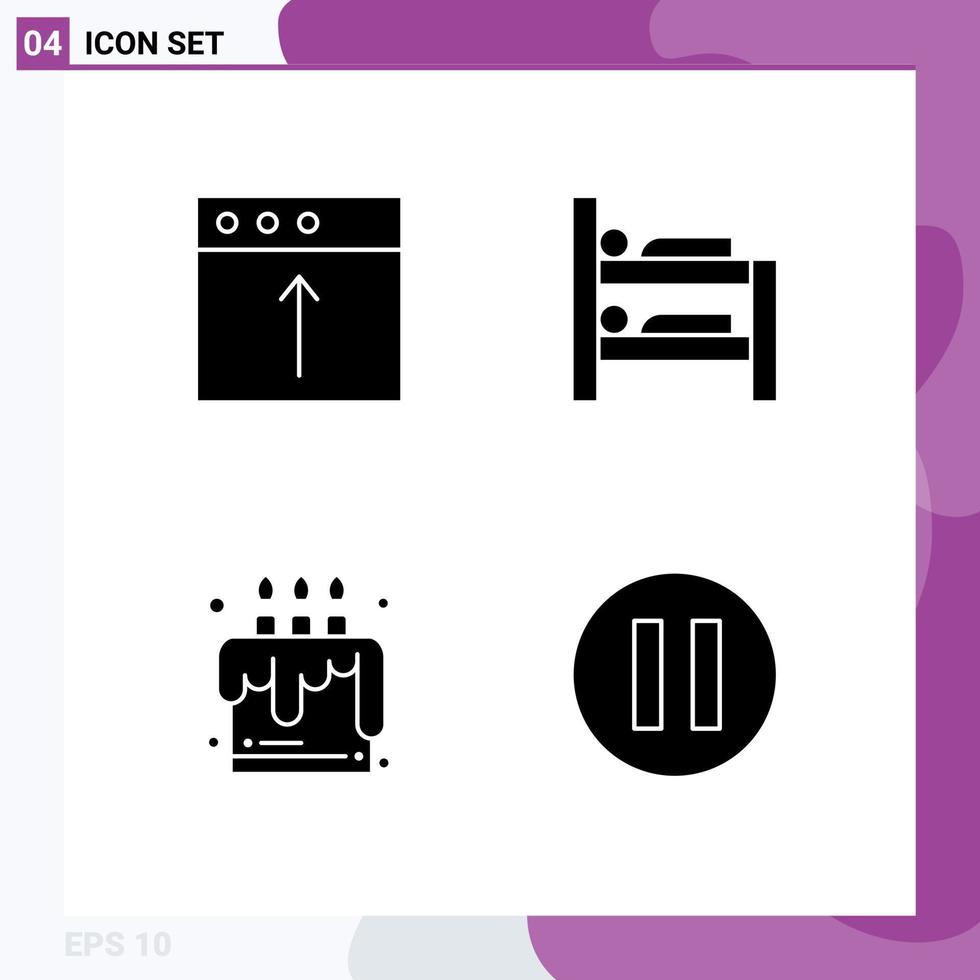 Stock Vector Icon Pack of 4 Line Signs and Symbols for app food upload room multimedia Editable Vector Design Elements