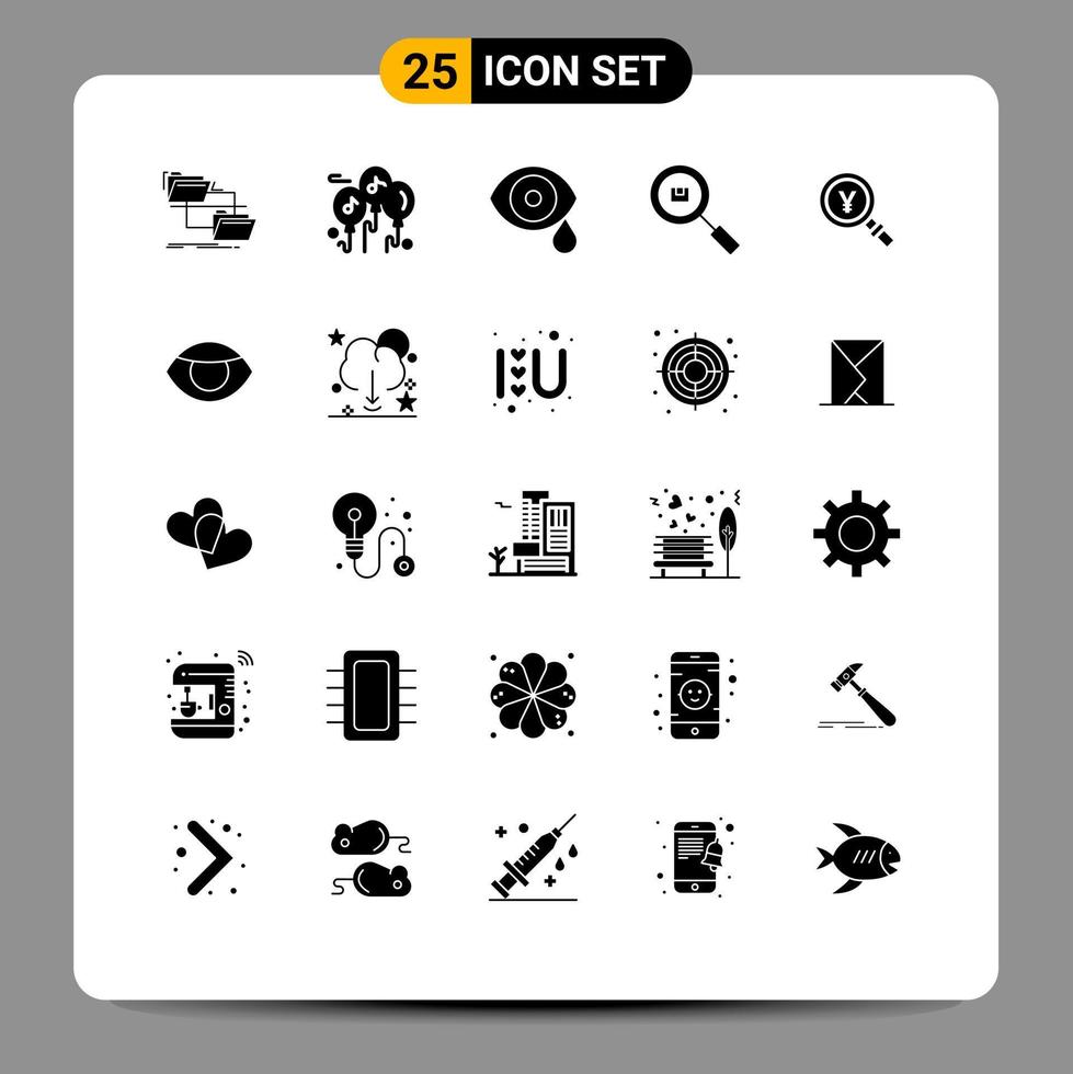 User Interface Pack of 25 Basic Solid Glyphs of search find biology delivery drops Editable Vector Design Elements