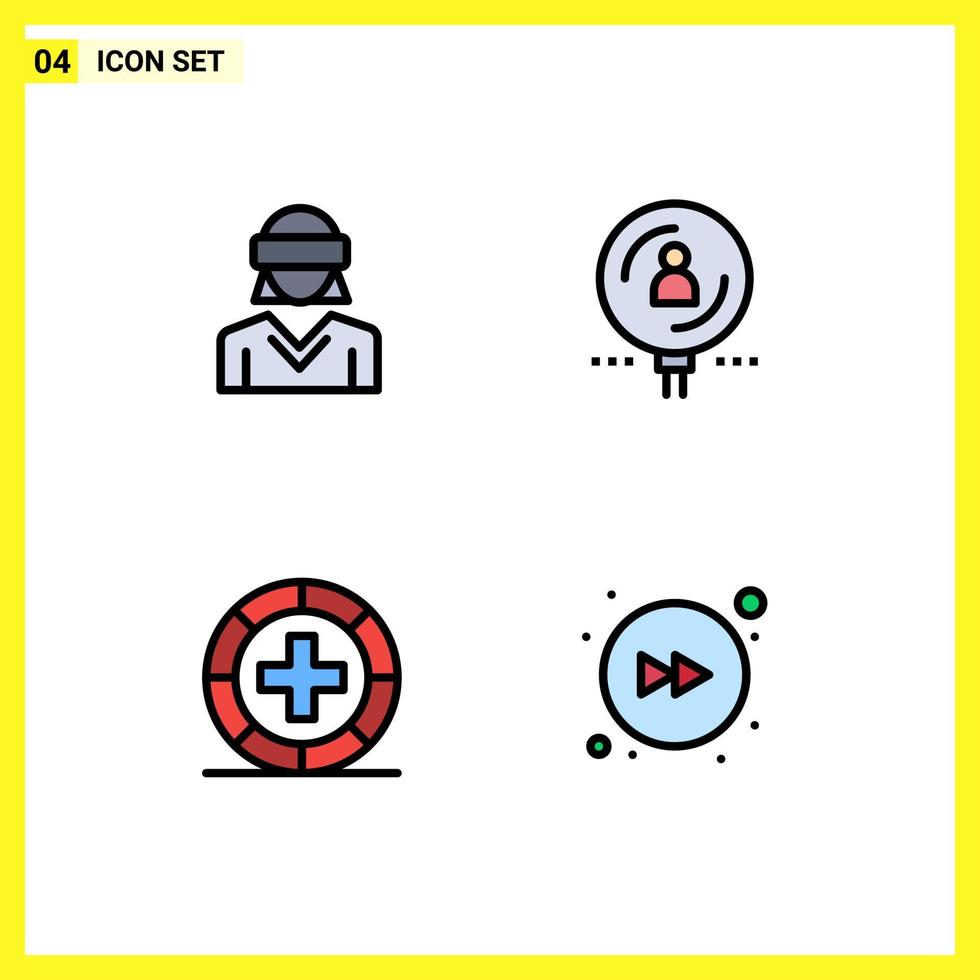 Universal Icon Symbols Group of 4 Modern Filledline Flat Colors of glasses recruitment technology human fitness Editable Vector Design Elements