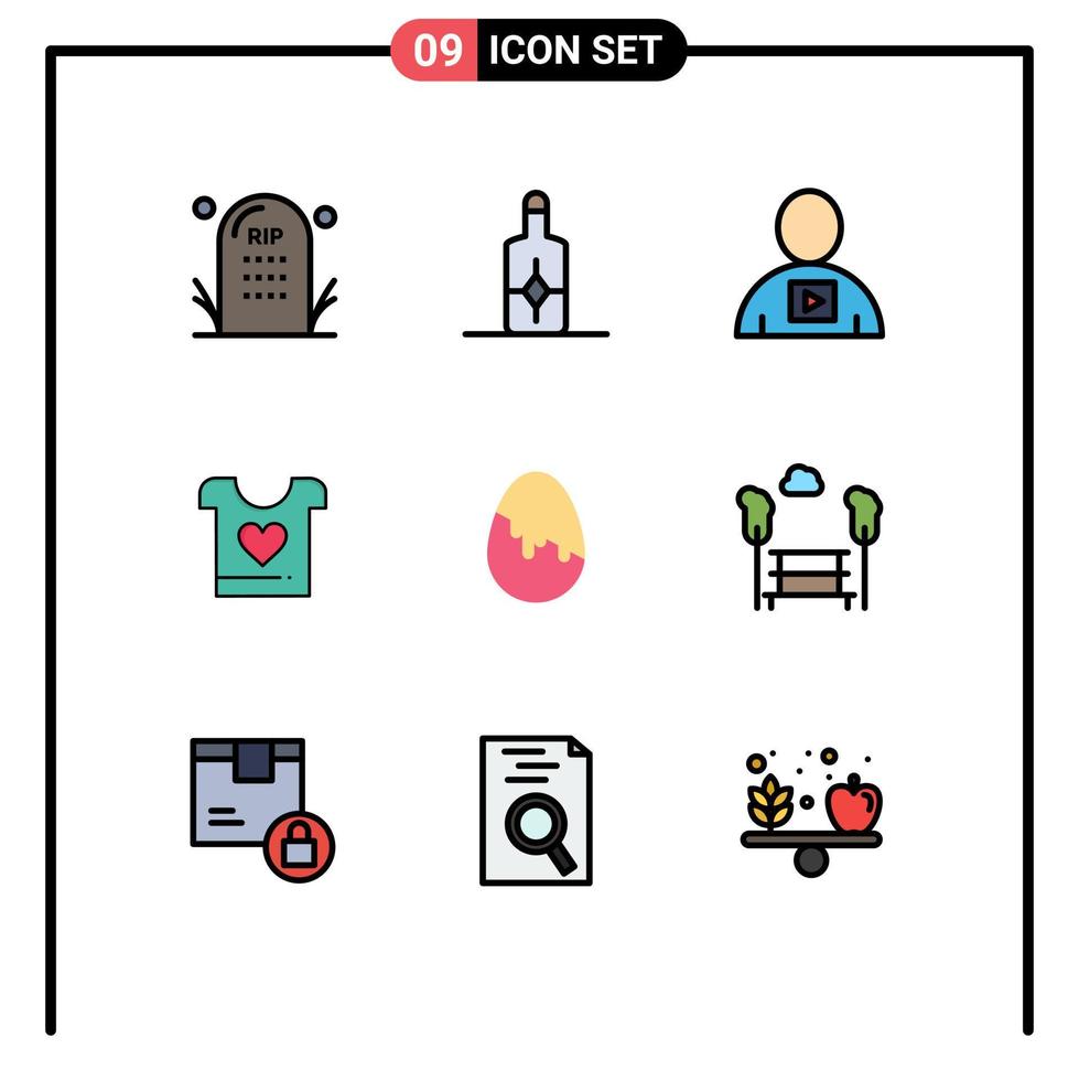 conjunto de 9 iconos de interfaz de usuario modernos símbolos signos para decoración corazón avatar amor video elementos de diseño vectorial editables vector