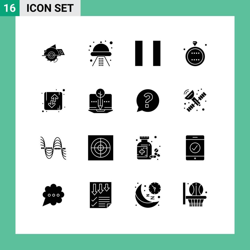 16 Universal Solid Glyph Signs Symbols of down arrow ufo wedding holiday Editable Vector Design Elements