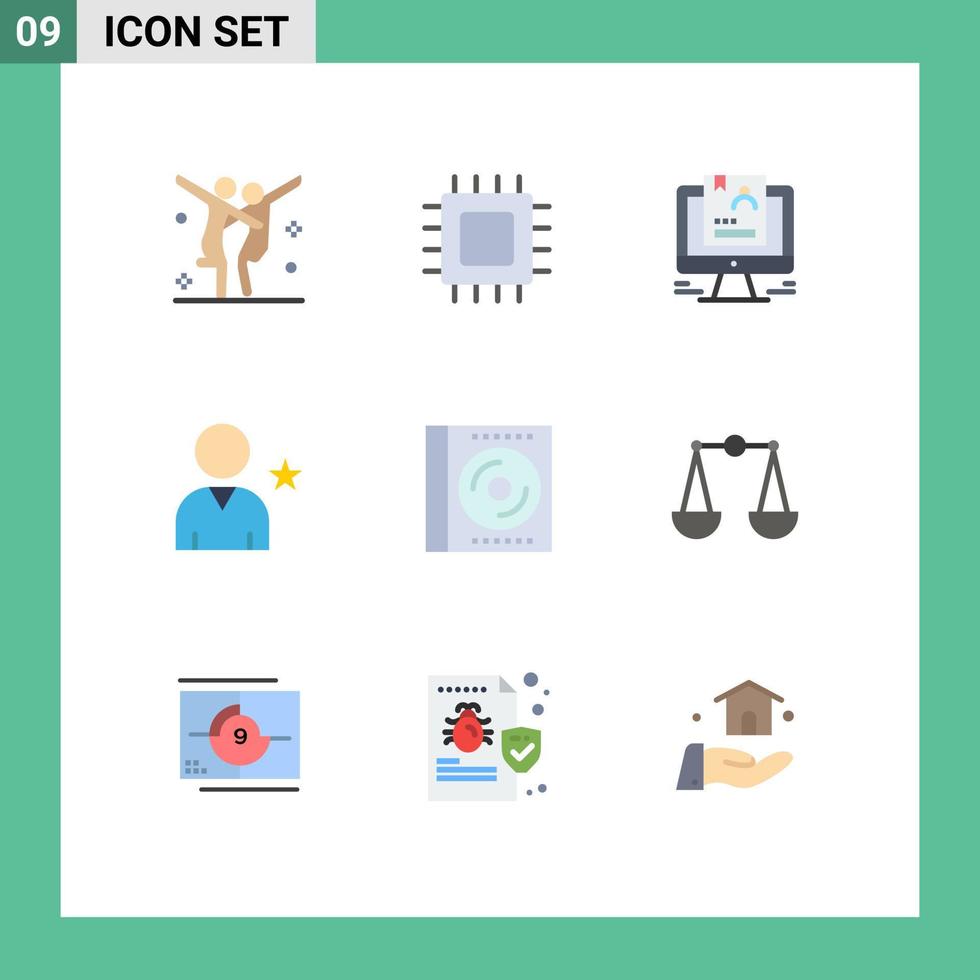 Set of 9 Modern UI Icons Symbols Signs for user friend hardware favorite computer Editable Vector Design Elements