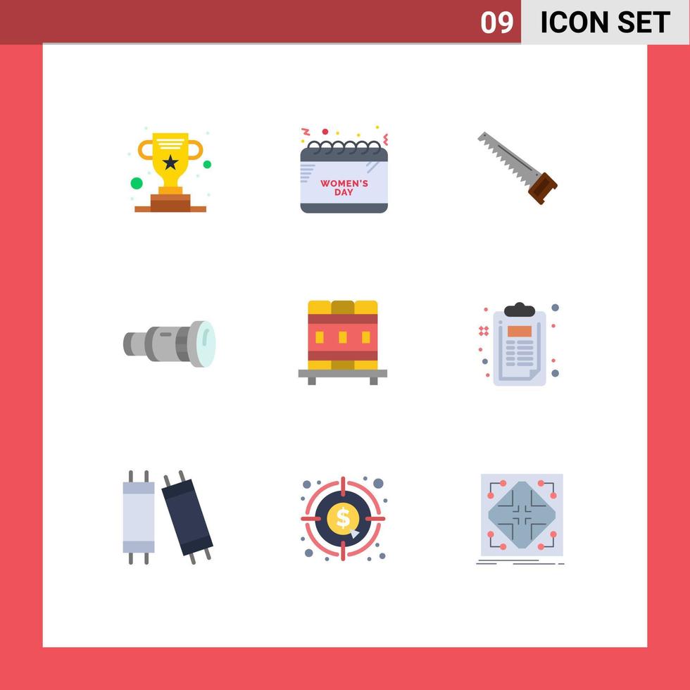 9 Universal Flat Colors Set for Web and Mobile Applications media camera saw camcorder tools Editable Vector Design Elements