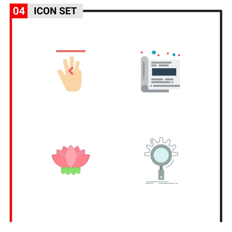 Set of 4 Commercial Flat Icons pack for hand china left office seo Editable Vector Design Elements