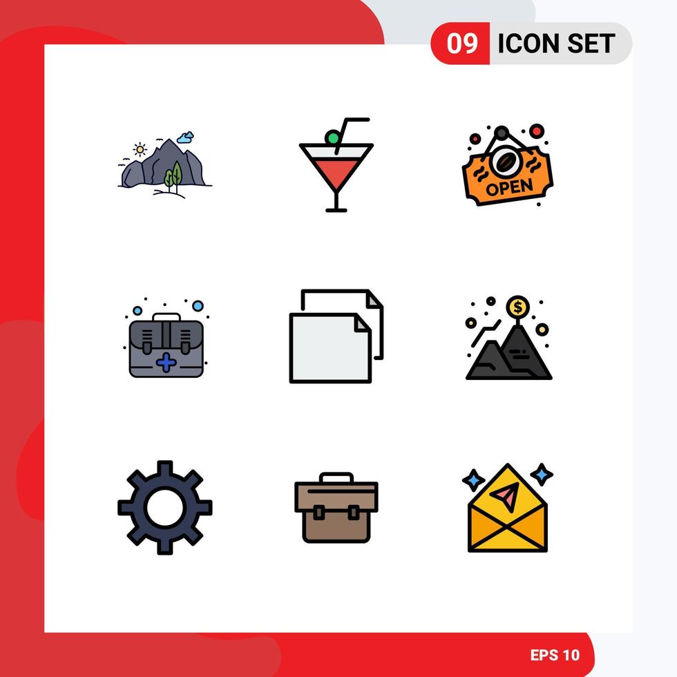 paquete de iconos de vector de stock de 9 signos y símbolos de línea para copia de paisaje kit abierto elementos de diseño de vector editables de emergencia