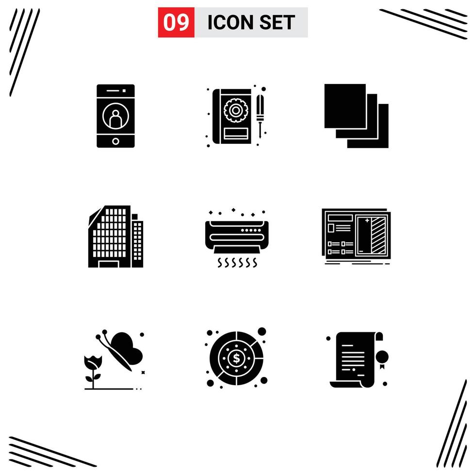 9 Universal Solid Glyphs Set for Web and Mobile Applications air house repair building layers Editable Vector Design Elements