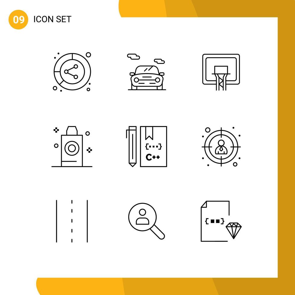 9 Creative Icons Modern Signs and Symbols of c room vehicle bath board Editable Vector Design Elements