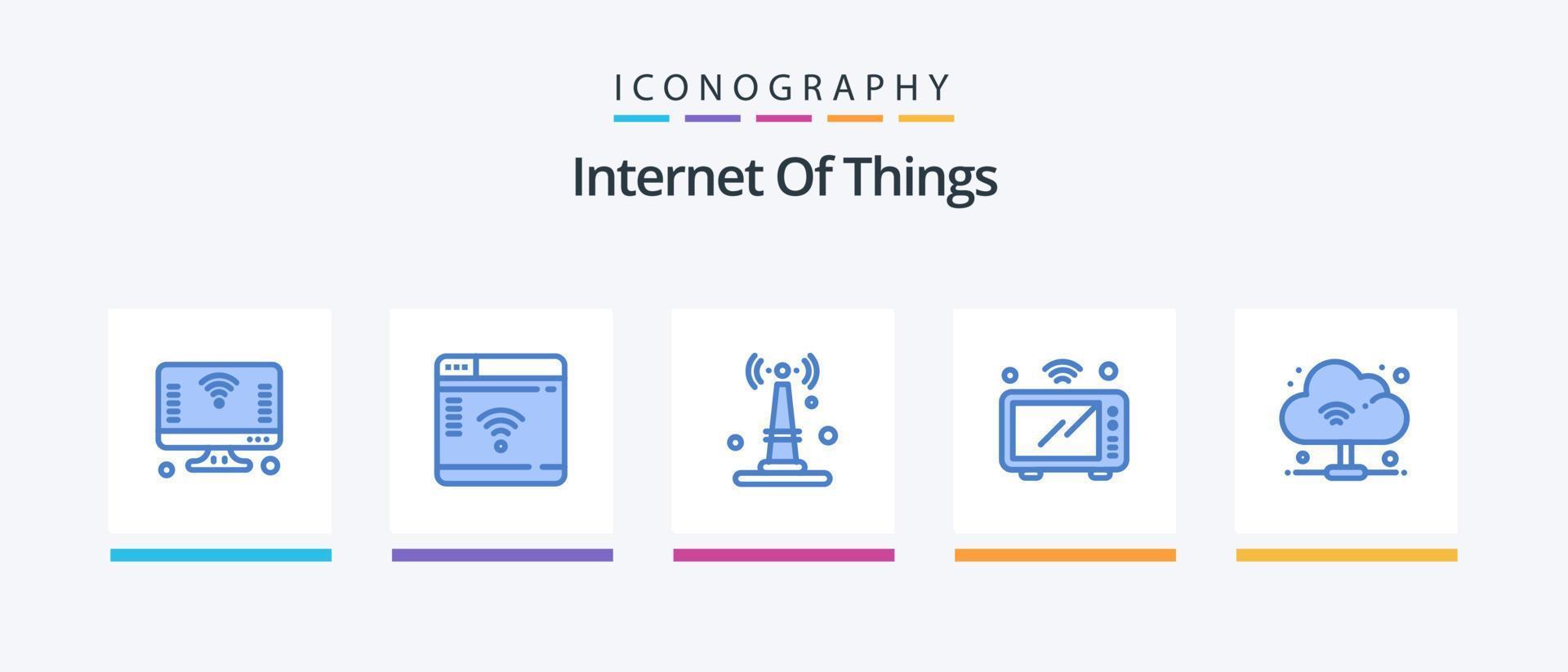 Internet Of Things Blue 5 Icon Pack Including wifi. microwave. webpage. iot. things. Creative Icons Design vector